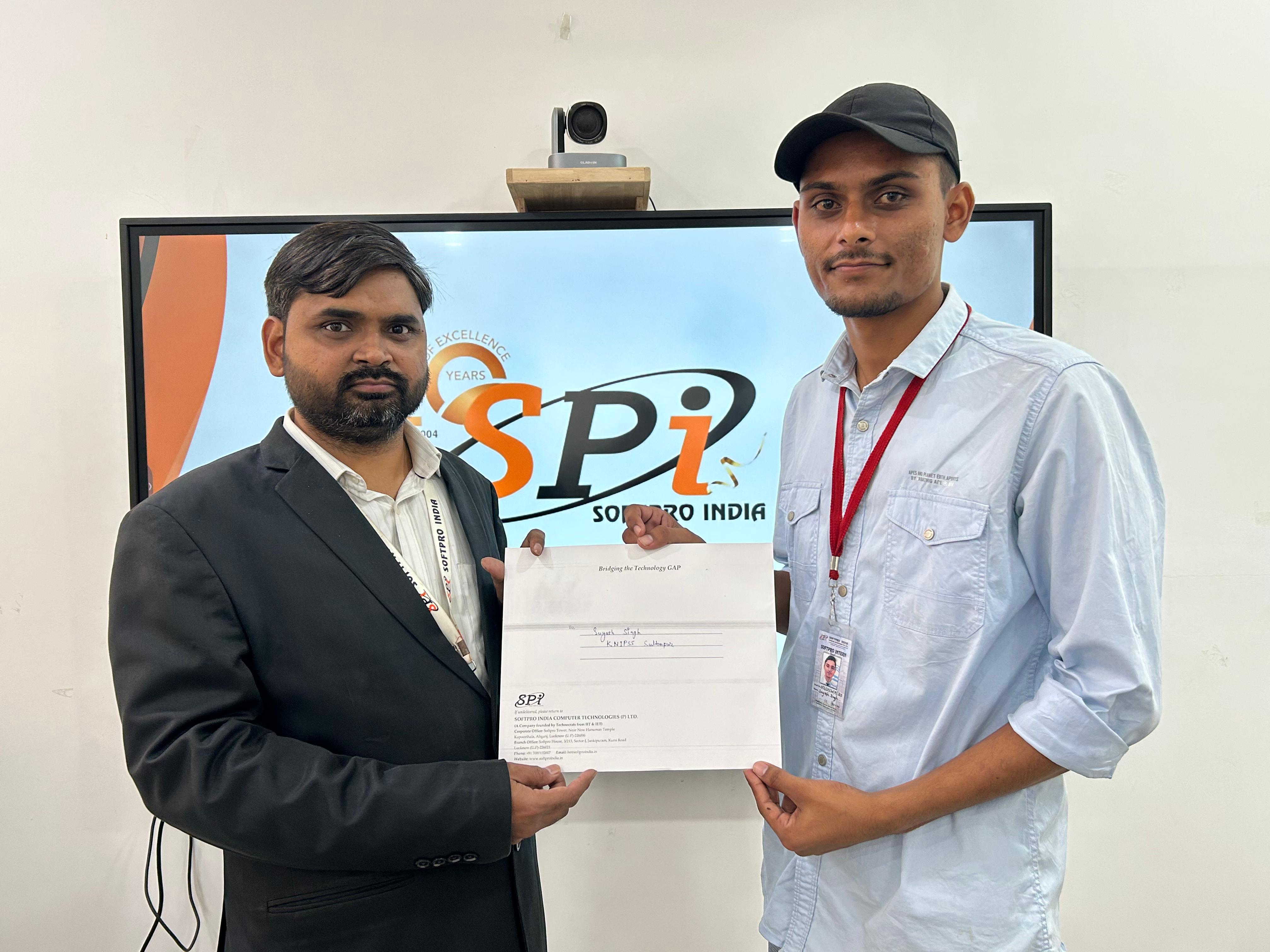 Suyash Received his cetificate